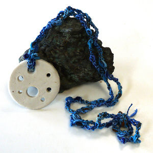 Porcelain fiber art necklace pendant studio